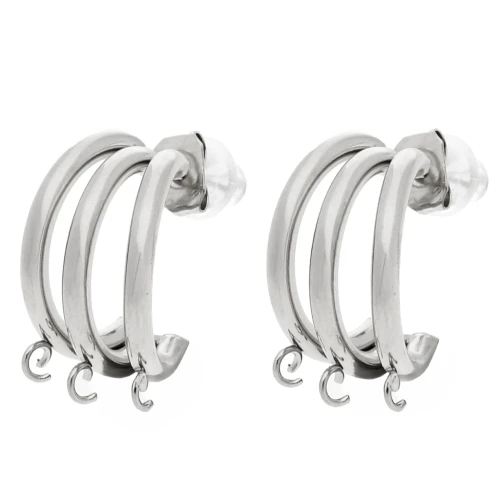 Triple-row 14 mm hoop with 3 open rings - 304 stainless steel x2