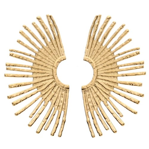 Hammered half-sun earrings 44x26 mm - 304 Gold stainless steel x2
