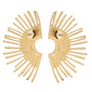 Hammered half-sun earrings 44x26 mm - 304 Gold stainless steel x2