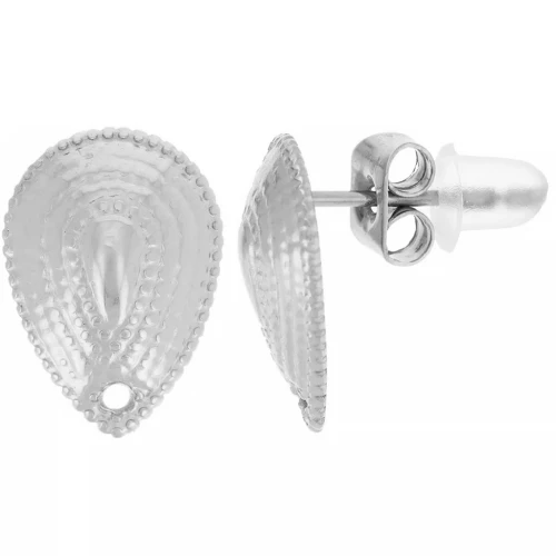 12x9 mm drop ear studs with hole - 304L stainless steel x2