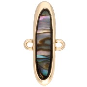Oval spacer 10x20 mm with epoxy resin - Gold - Marbled Brown - Mother of pearl x1