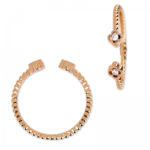 Flower ring with zirconium oxide Crystal/HQ rose gold tone x1