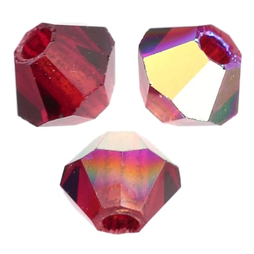 Preciosa Bicones - 3 mm Rondelle beads - Vivid Siam AB x30