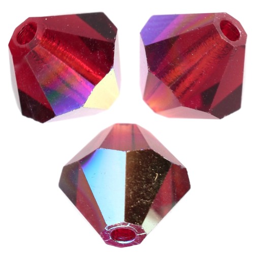 Preciosa Bicones - 5 mm Round Bead - Vivid Siam AB x12