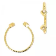 Zircon ring with diamond pattern Crystal/HQ gold tone x1