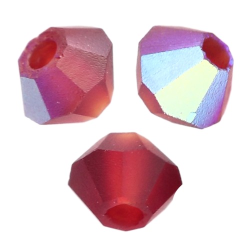 Preciosa Bicones - 3 mm Rondelle Bead - Vivid Siam AB Matt x30