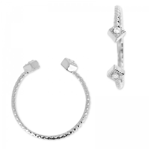 zirconium oxide ring with diamond pattern Crystal/HQ rhodium x1