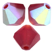 Preciosa Bicones - 6 mm Rondelle Bead - Vivid Siam AB Matt x12