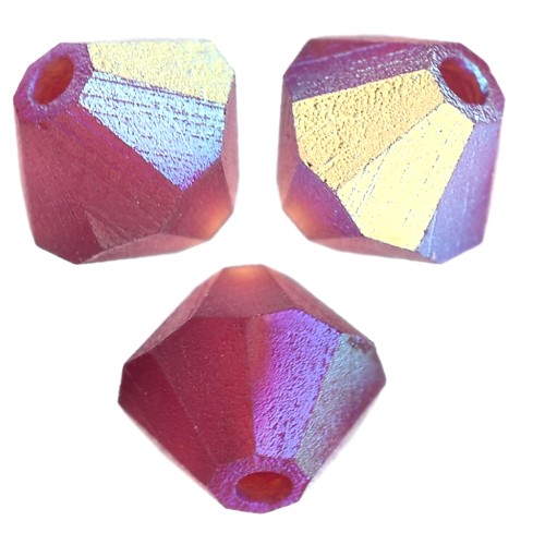 Preciosa Bicones - 5 mm Rondelle Bead - Vivid Siam AB Matte x12