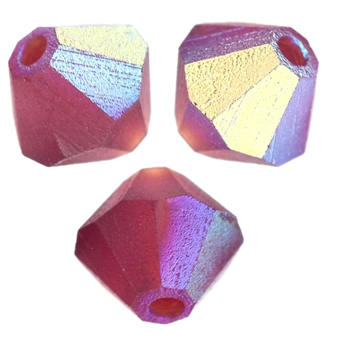 Preciosa Bicones - 5 mm Rondelle Bead - Vivid Siam AB Matte x12