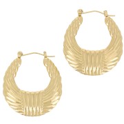 Gift - Domed textured hoop earrings - 39x35 mm - Gold-plated 316L stainless steel x2