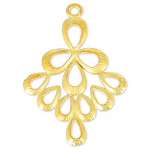 Drop pendant 25 mm fine Gold plated satin x1