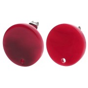 Acetate round stud earrings 15 mm - Marbled Red - Black x2