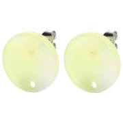 Round 15 mm acetate stud earrings - Marbled Coral - Yellow - Blue Pearl x2