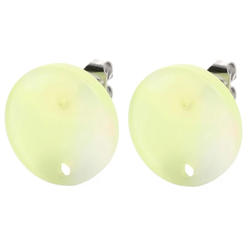 Round 15 mm acetate stud earrings - Marbled Coral - Yellow - Blue Pearl x2
