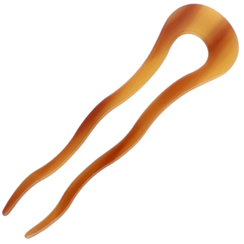 Acetate Hair Pick 116x32 mm - Marbled Amber - Brown x1