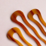Acetate Hair Pick 116x32 mm - Marbled Amber - Brown x1