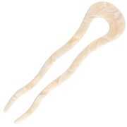 Acetate hair pick 116x32 mm - Marbled Beige - White x1