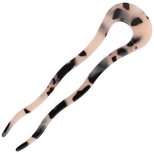 Acetate Hair Pick 116x32 mm - Tortoiseshell Beige - Black x1