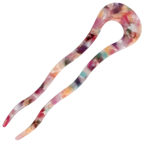 Acetate Hair Pick 116x32 mm - Tortoiseshell Pink - Multicolor x1