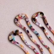 Acetate Hair Pick 116x32 mm - Tortoiseshell Pink - Multicolor x1