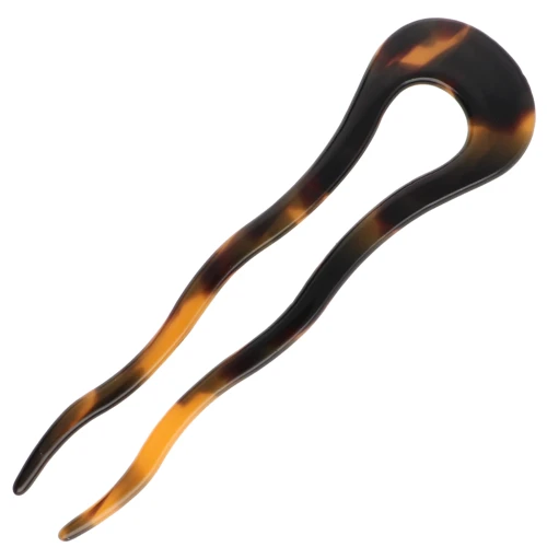 Acetate Hair Pick 116x32 mm - Tortoiseshell Brown - Black x1