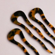 Acetate Hair Pick 116x32 mm - Tortoiseshell Brown - Black x1
