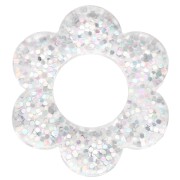 14 mm acrylic flower pendant - Silver glitter AB x1