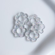 14 mm acrylic flower pendant - Silver glitter AB x1