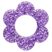 14 mm acrylic flower pendant - Purple glitter x1