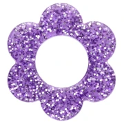 14 mm acrylic flower pendant - Purple glitter x1