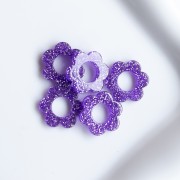 14 mm acrylic flower pendant - Purple glitter x1