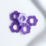 14 mm acrylic flower pendant - Purple glitter x1
