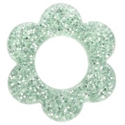 Moss green - 14 mm acrylic flower pendant - Moss green glitter x1 14 mm acrylic flower pendant - Moss green glitter x1