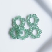 14 mm acrylic flower pendant - Moss green glitter x1