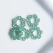 14 mm acrylic flower pendant - Moss green glitter x1