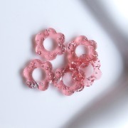 14 mm acrylic flower pendant - Transparent pink - Silver glitter x1