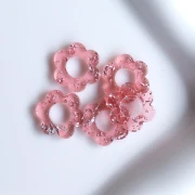 14 mm acrylic flower pendant - Transparent pink - Silver glitter x1