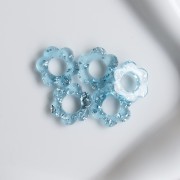 14 mm acrylic flower pendant - Transparent sky blue - Silver glitter