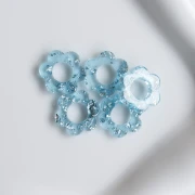 14 mm acrylic flower pendant - Transparent sky blue - Silver glitter