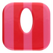 Acetate 21 mm hollow square pendant - Pink - Red stripes x1