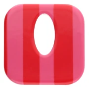 Acetate 21 mm hollow square pendant - Pink - Red stripes x1
