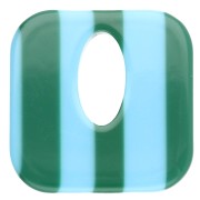 Acetate 21 mm hollow square pendant - Light blue - Dark green stripes x1