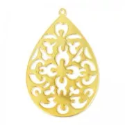 Hollow drop pendant 37 mm golden satin HQ x1