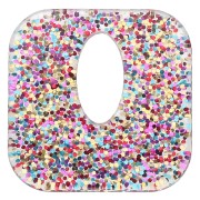 Square hollow 21 mm acrylic pendant - Multicolored glitter x1