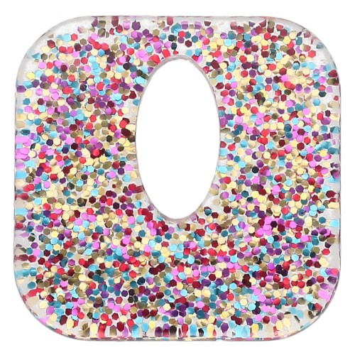 Square hollow 21 mm acrylic pendant - Multicolored glitter x1