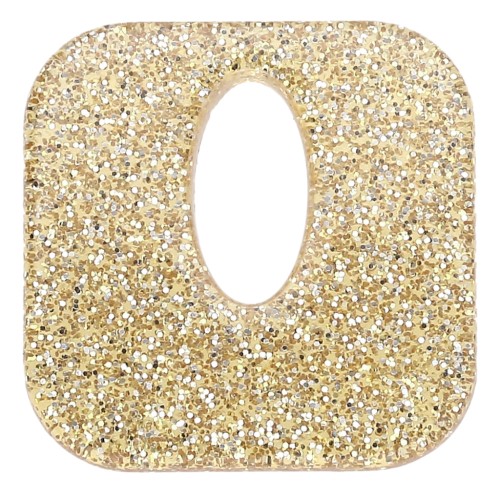 Square hollow 21 mm acrylic pendant - Gold glitter x1