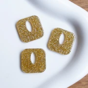 Square hollow 21 mm acrylic pendant - Gold glitter x1