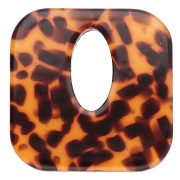 Square hollow acetate pendant 21 mm - Terrazzo Brown - Black x1