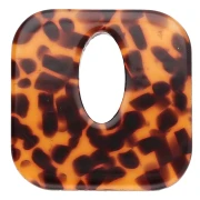 Square hollow acetate pendant 21 mm - Terrazzo Brown - Black x1